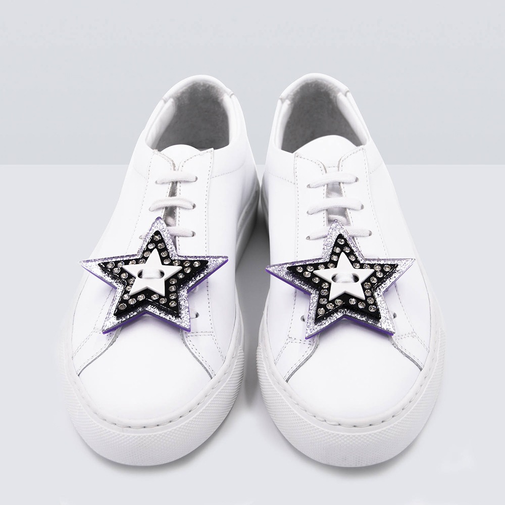 STARS BLACK AND SIVER GLITTER SNEAKER PATCH